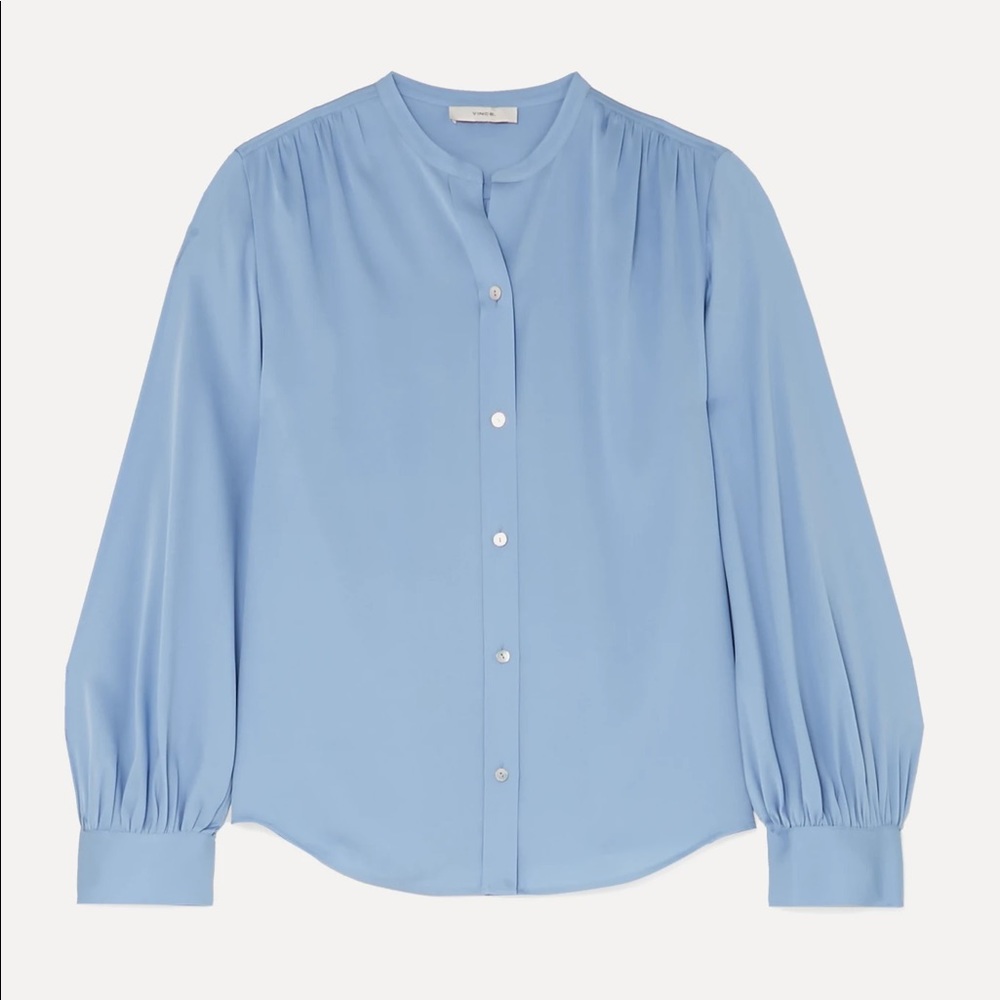 Vince stretch silk blue blouse xs